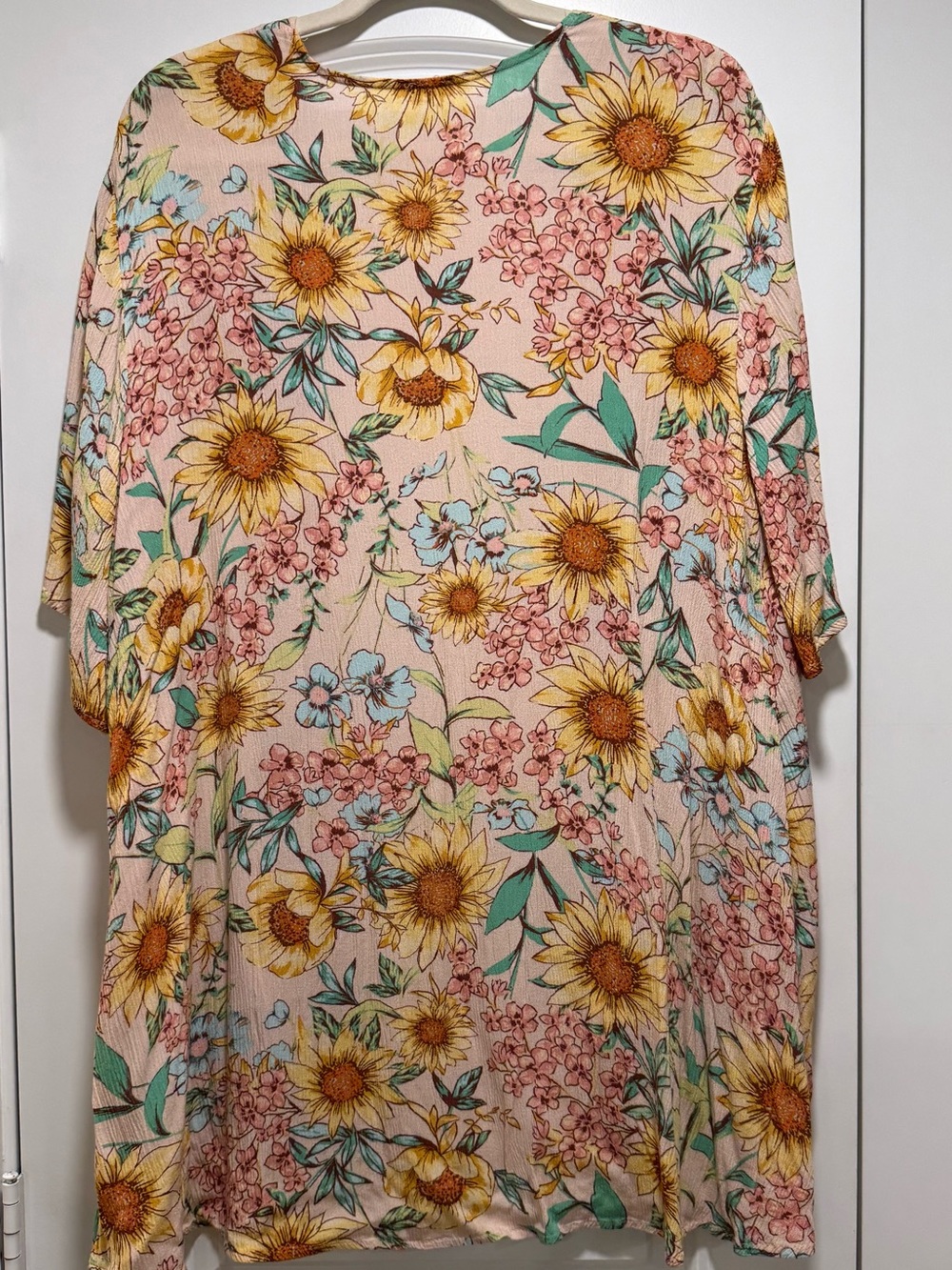 Maurices Pink Floral Sunflower Open-Front Tunic - Picture 2 of 3